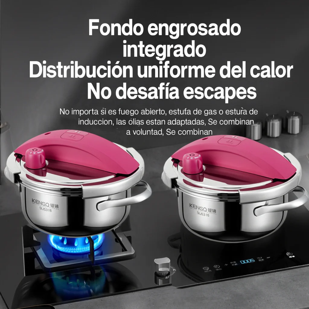 [Llevá 2 Pagá 1] Olla a Presión 2 en 1 con Triple Capa de Acero Inoxidable Antiadherente y Tapa de Vidrio +REGALO: Juego de Utensilios de Cocina - Image 5