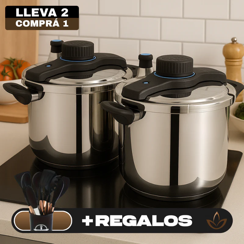 [Llevá 2 Pagá 1] Olla a Presión Supor de 3 Capas de Acero Inoxidable con Manijas de Goma | Seguridad Total para tu Cocina + Kit de Utensilios de Cocina - Image 2