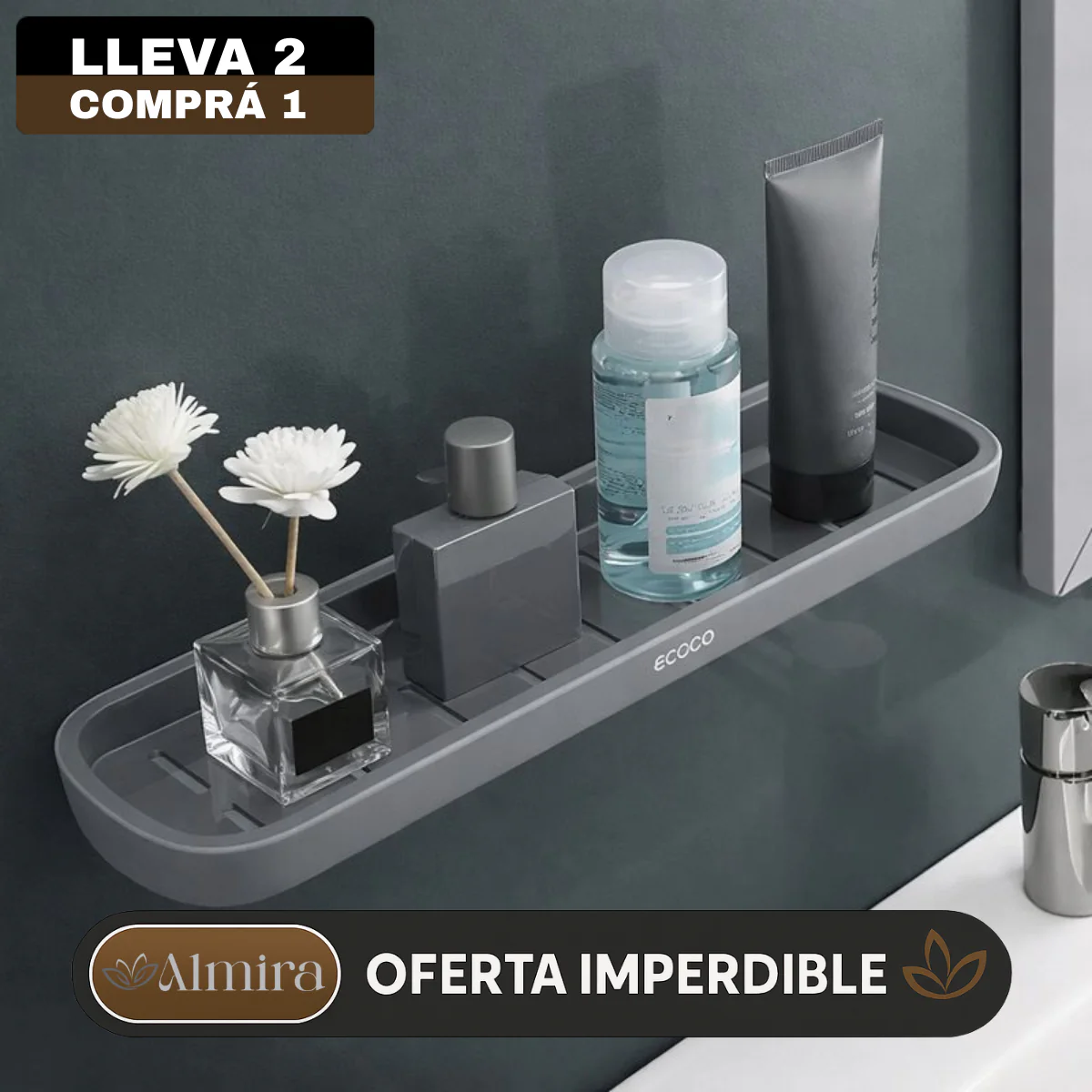 [Llevá 2 Pagá 1] Organizador de Baño con Escurridor Inteligente y Manija (¡Organización simple y fácil!) - Image 2