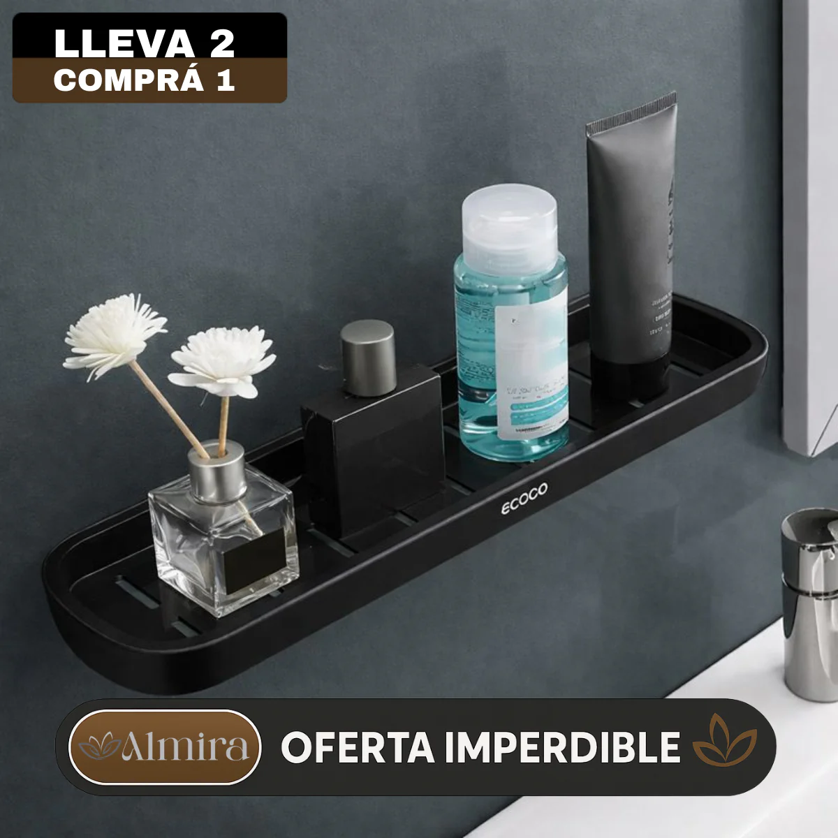 [Llevá 2 Pagá 1] Organizador de Baño con Escurridor Inteligente y Manija (¡Organización simple y fácil!) - Image 3