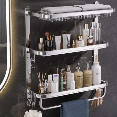 [Llevá 2 Pagá 1] Organizador de Baño de Acero Inoxidable de 3 Niveles + REGALO: 2 Mini Soportes Inox - Image 2