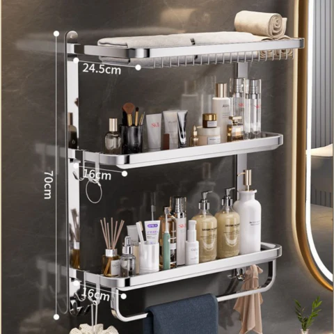 [Llevá 2 Pagá 1] Organizador de Baño de Acero Inoxidable de 3 Niveles + REGALO: 2 Mini Soportes Inox - Image 5