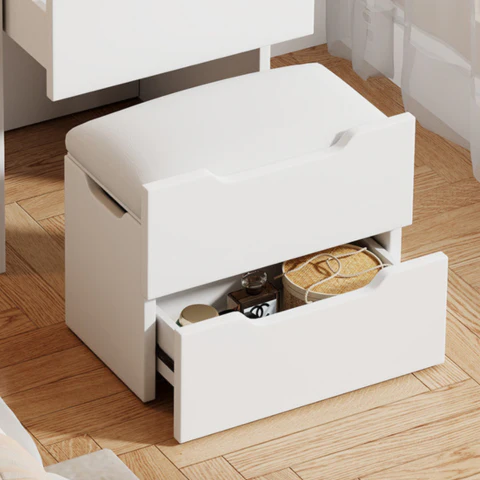 [Llevá 2 Pagá 1] Organizador Multifuncional de 2 Niveles con Espejo LED y Banquito Baúl - Image 2