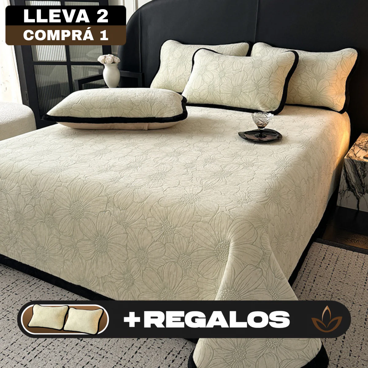 [Llevá 2 Pagá 1] Ropa de Cama Completa en Algodón 100% con Estampa Floral (¡Moderna y Súper Confortable!) + REGALO: 2 Fundas para Almohada - Image 2