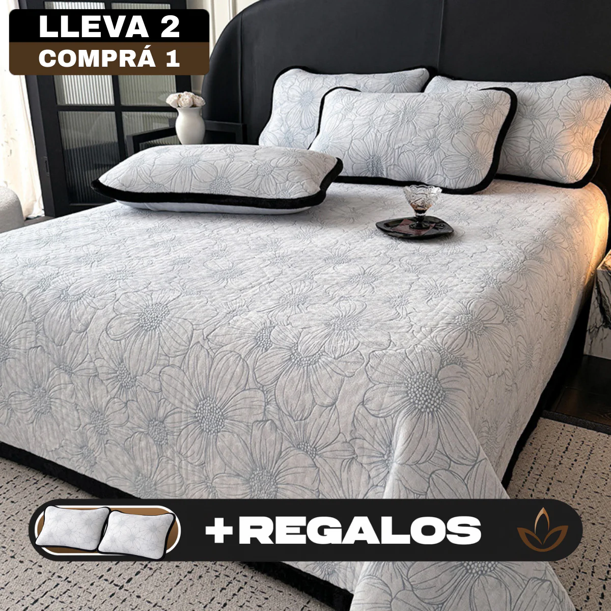 [Llevá 2 Pagá 1] Ropa de Cama Completa en Algodón 100% con Estampa Floral (¡Moderna y Súper Confortable!) + REGALO: 2 Fundas para Almohada - Image 3