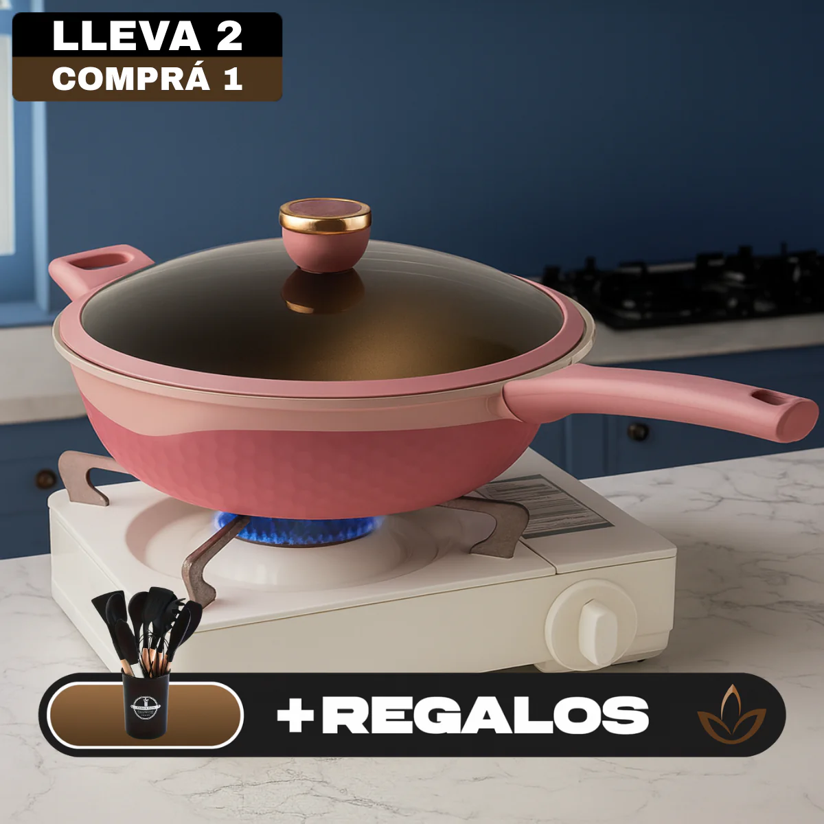 [Llevá 2 Pagá 1] Sartén Antiadherente Premium con Revestimiento Duradero, Cocción Uniforme y Limpieza Fácil + REGALO: Kit de Utensilios - Image 2
