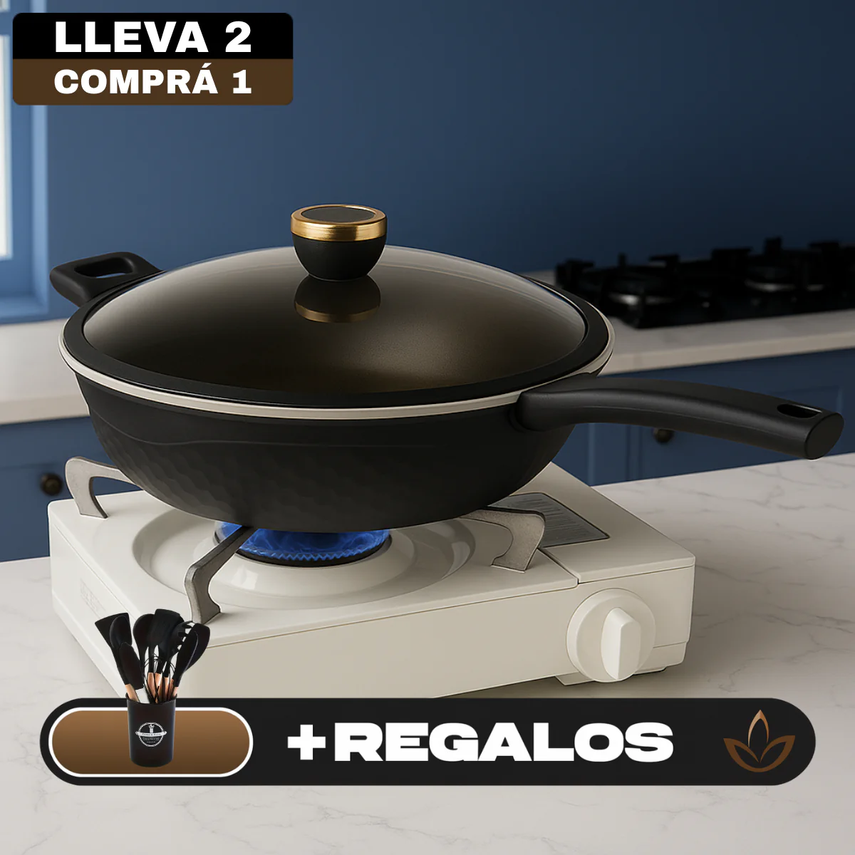 [Llevá 2 Pagá 1] Sartén Antiadherente Premium con Revestimiento Duradero, Cocción Uniforme y Limpieza Fácil + REGALO: Kit de Utensilios - Image 3