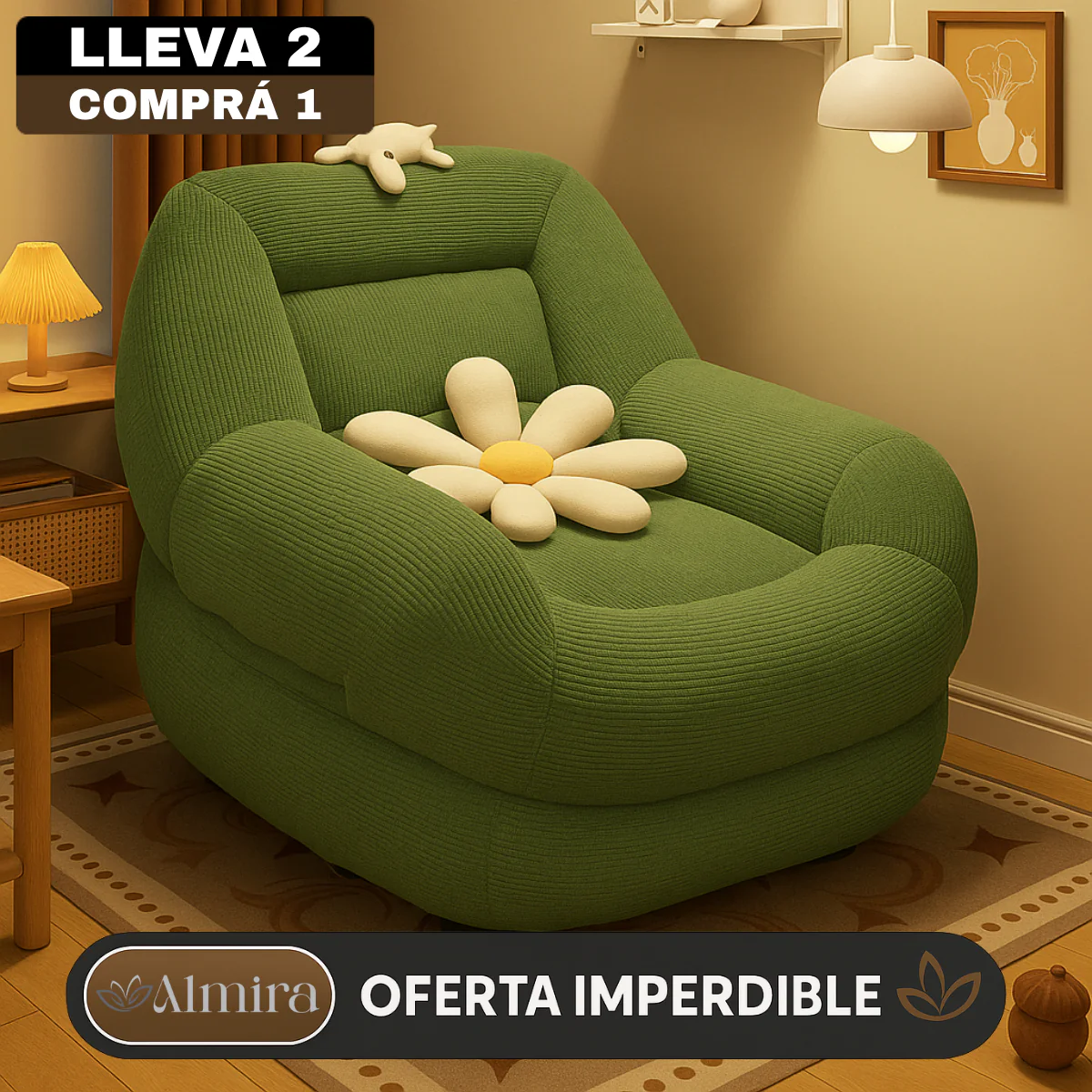[Llevá 2 Pagá 1] Sillón PuffyCloud con Relleno Ultraplush y Tejido Acanalado Premium (¡Comodidad máxima para relajarte!) - Image 2