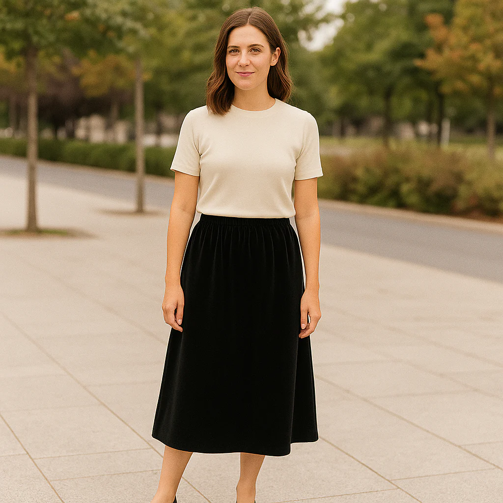 [Llevá 3 Pagá 2] Falda Midi Femenina de Chenilla y Terciopelo con Cintura Alta (¡Elegante y Minimalista!) - Image 5