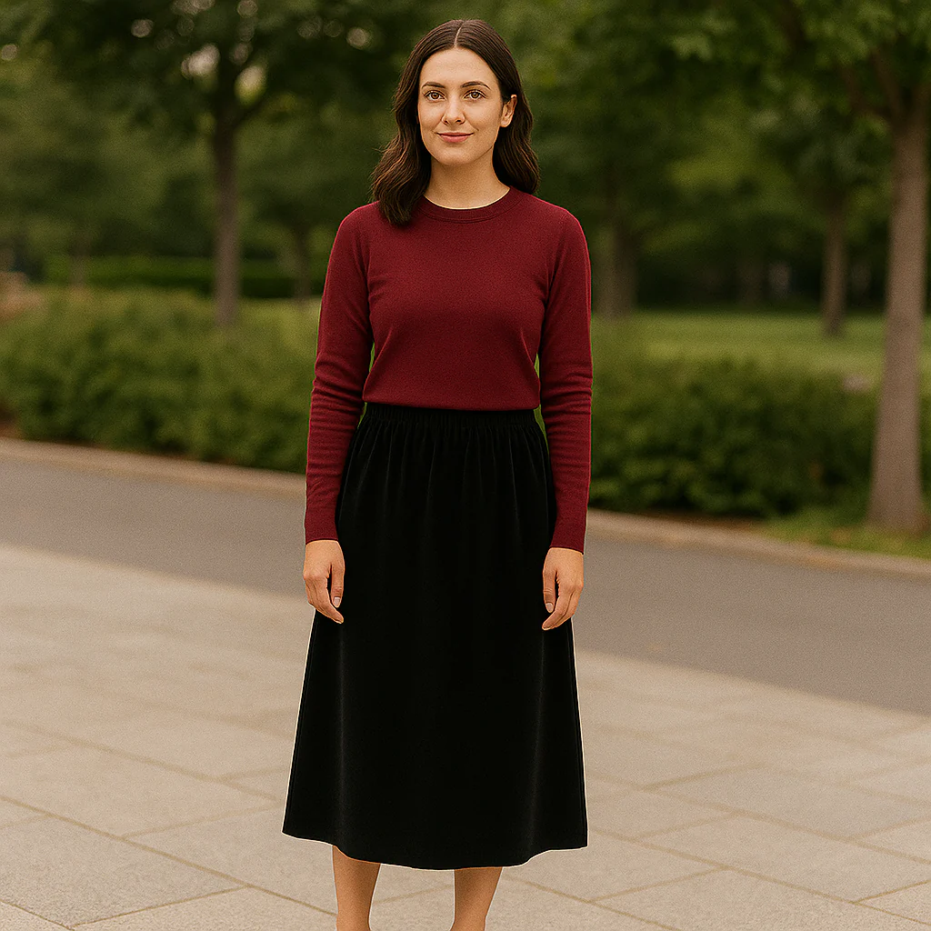 [Llevá 3 Pagá 2] Falda Midi Femenina de Chenilla y Terciopelo con Cintura Alta (¡Elegante y Minimalista!) - Image 6