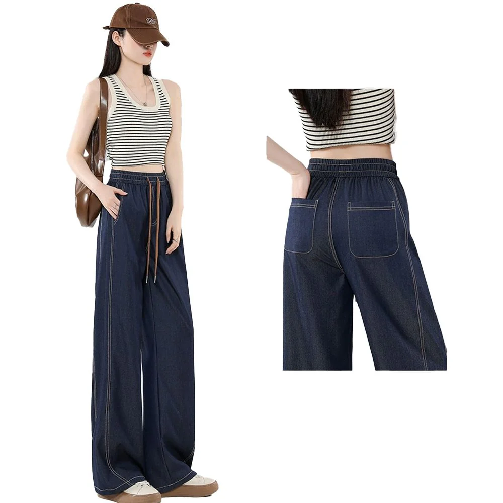 [Llevá 3 Pagá 2] Jean Femenino Aline Wide Leg con Cintura Elástica y Caída Moderna (¡Look moderno y casual!) - Image 5