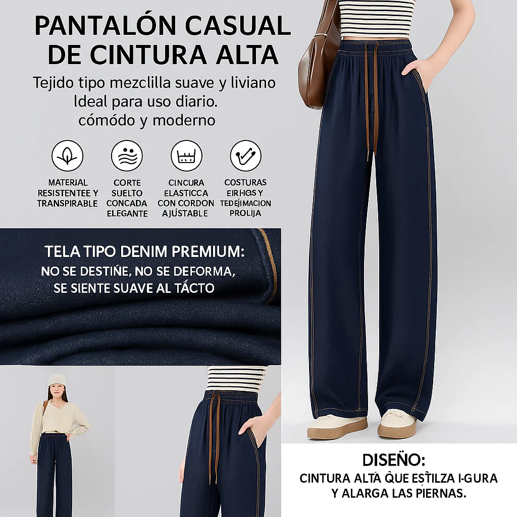 [Llevá 3 Pagá 2] Jean Femenino Aline Wide Leg con Cintura Elástica y Caída Moderna (¡Look moderno y casual!) - Image 7