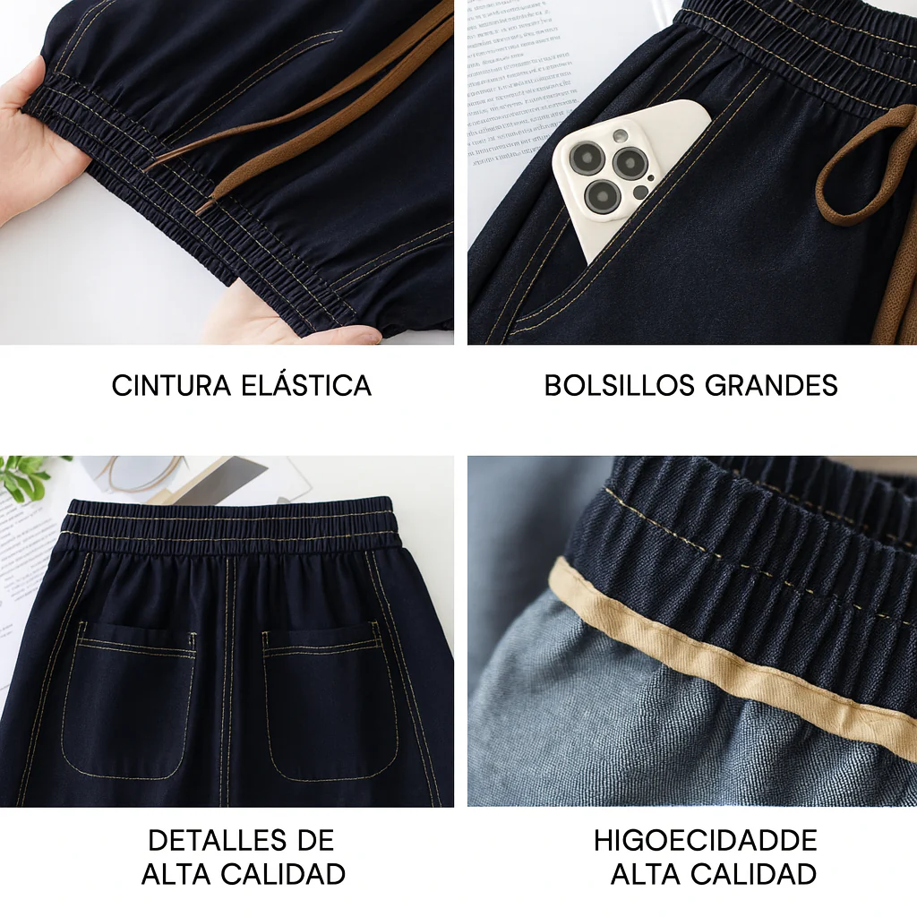 [Llevá 3 Pagá 2] Jean Femenino Aline Wide Leg con Cintura Elástica y Caída Moderna (¡Look moderno y casual!) - Image 9