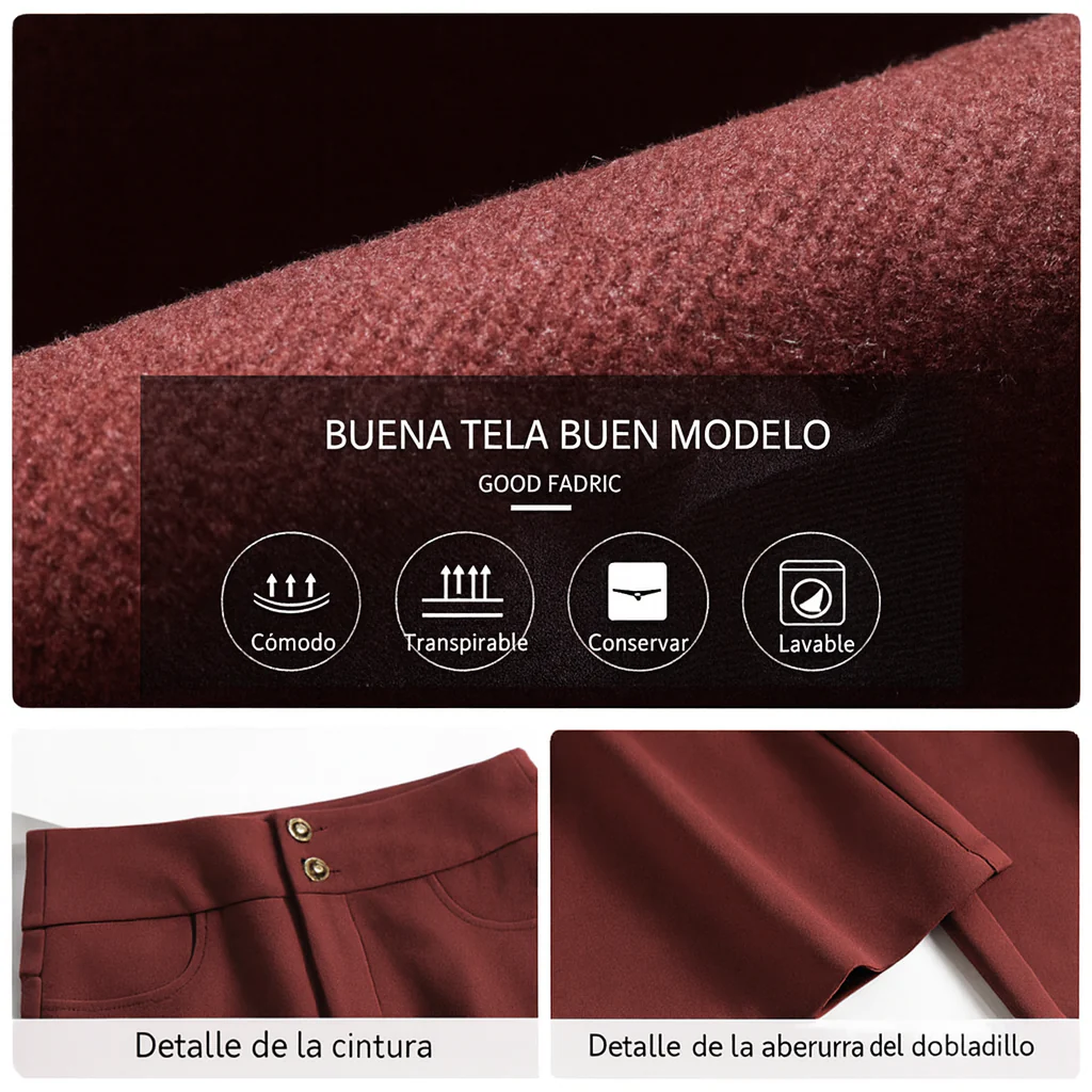 [Llevá 3 Pagá 2] Pantalón Social Femenino en Seda Hielo y Poliéster Nolita (Diseño Fino y Encantador) - Image 9