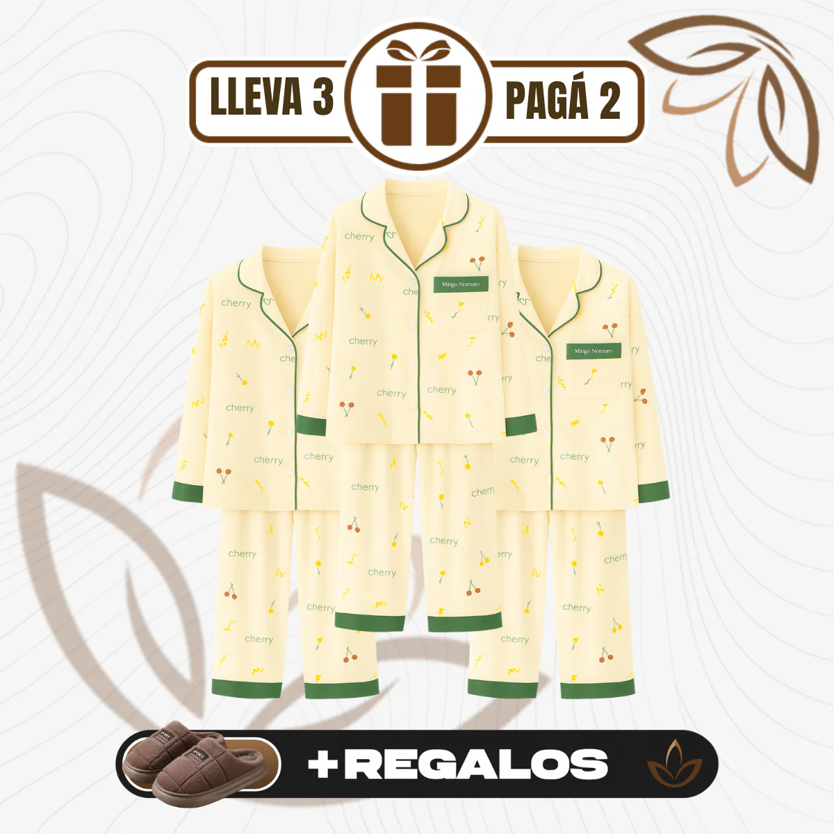 [Llevá 3 Pagá 2] Pijama Femenino Celina en Algodón y Poliéster (¡Noches Perfectas de Sueño!) + Pantufas de Regalo - Image 3