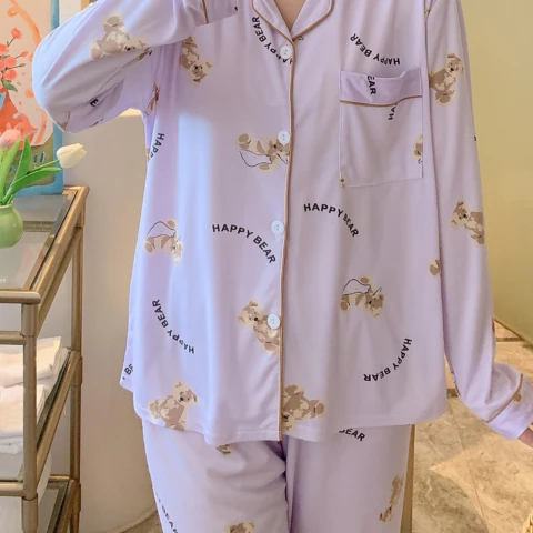 [Llevá 3 Pagá 2] Pijamas Femeninos en Seda Hielo y Algodón + REGALO: Par de Pantuflas - Image 7