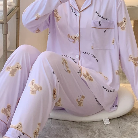 [Llevá 3 Pagá 2] Pijamas Femeninos en Seda Hielo y Algodón + REGALO: Par de Pantuflas - Image 9