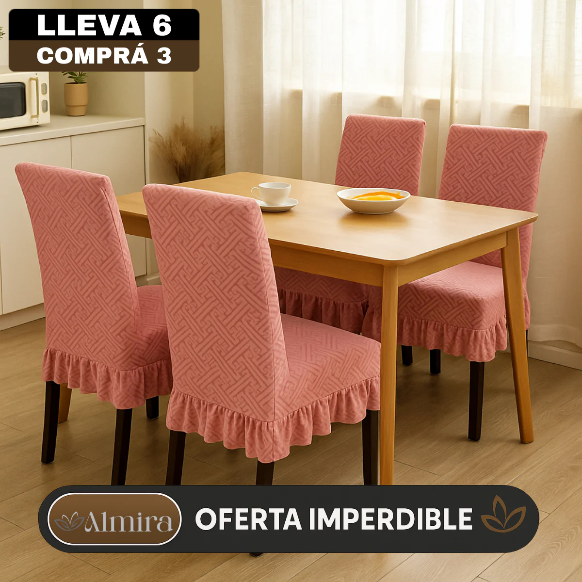 [Llevá 6 Pagá 3] Fundas de Lujo Elásticas Noele con Protección Antimanchas y Ajuste Perfecto (¡Transformá tus sillas en segundos!) - Image 2