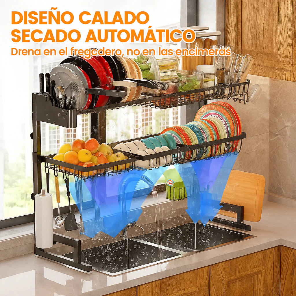 Organizador de Cocina Inteligente en Acero Inoxidable (¡Espacioso y Perfecto para Transformar tu Cocina!) +REGALO: Kit de Utensilios de Cocina - Image 4