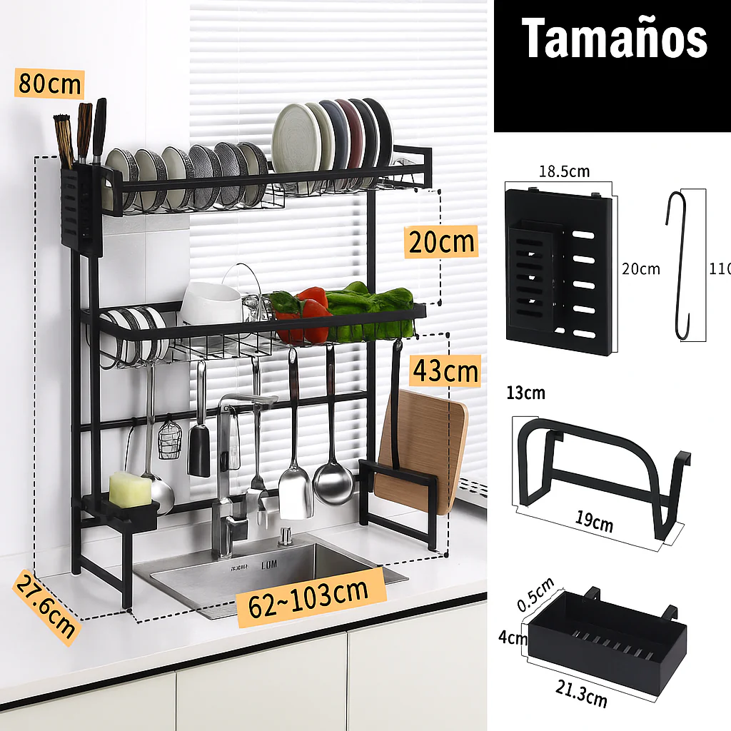 Organizador de Cocina Inteligente en Acero Inoxidable (¡Espacioso y Perfecto para Transformar tu Cocina!) +REGALO: Kit de Utensilios de Cocina - Image 5