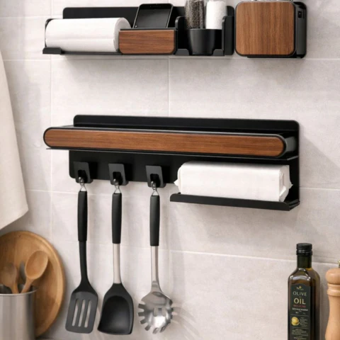 Set de 3 Organizadores de Baño de Madera y Acero Inoxidable con Divisiones Inteligentes - Image 5