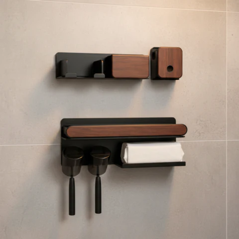 Set de 3 Organizadores de Baño de Madera y Acero Inoxidable con Divisiones Inteligentes - Image 7